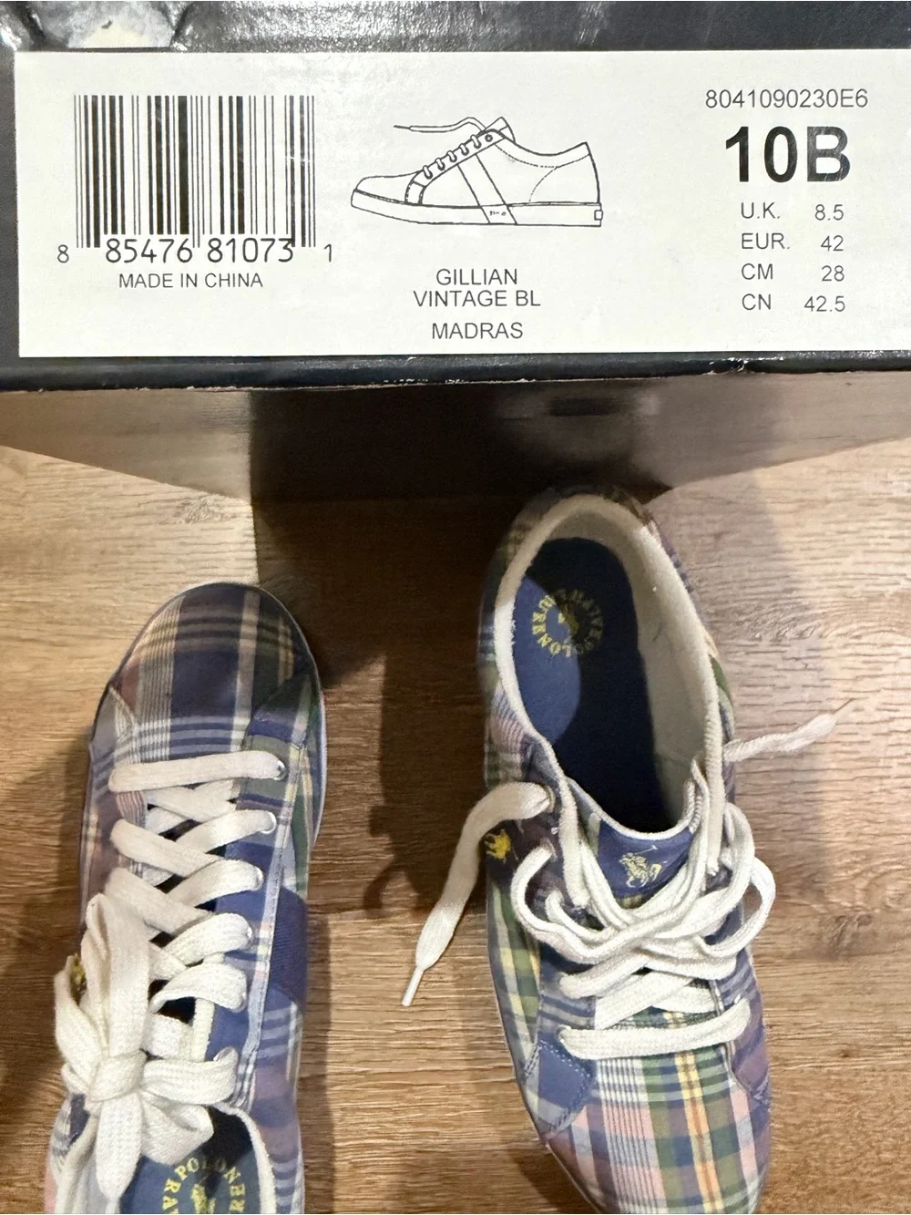 Polo Ralph Lauren Gillian Vintage BL Madras Plaid Sneakers Men’s 10B Narrow